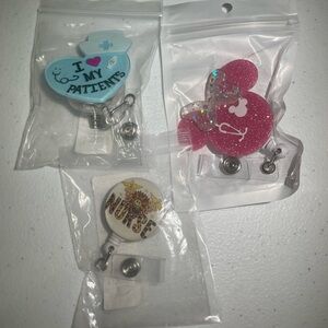 Nurse Badge Reel Set - Pink, Blue, White